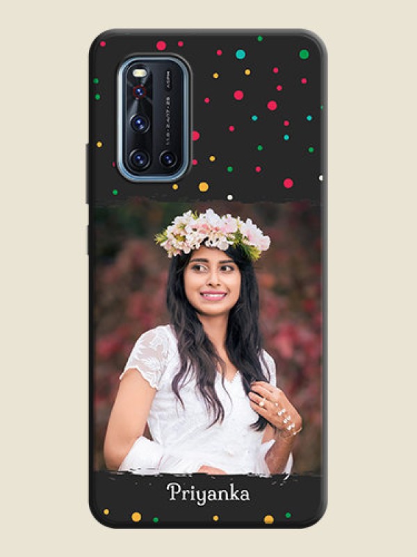 Custom Multicolor Dotted Pattern with Text on Space Black Custom Soft Matte Phone Back Cover - Vivo V19