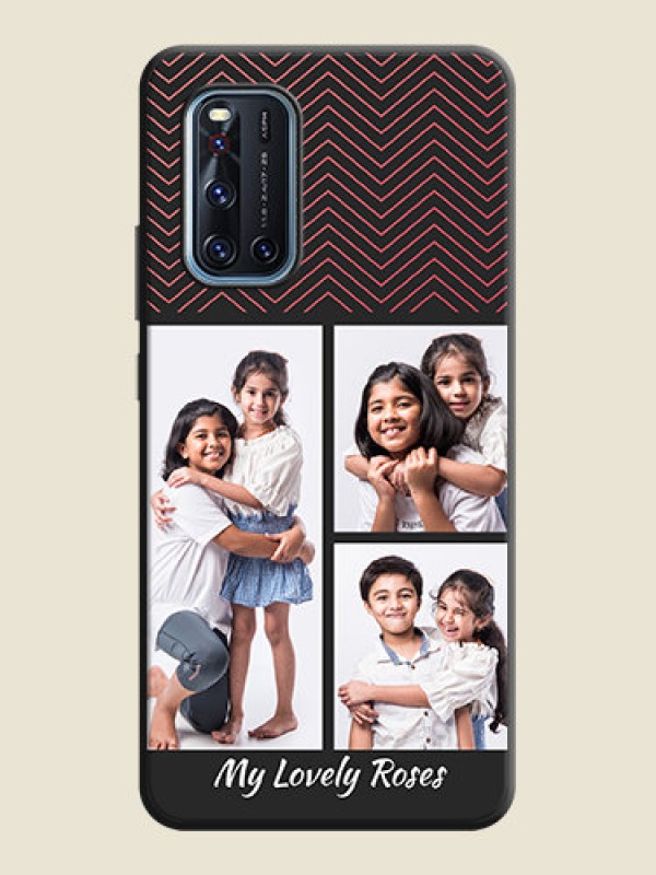 Custom Wave Pattern with 3 Image Holder on Space Black Custom Soft Matte Back Cover - Vivo V19
