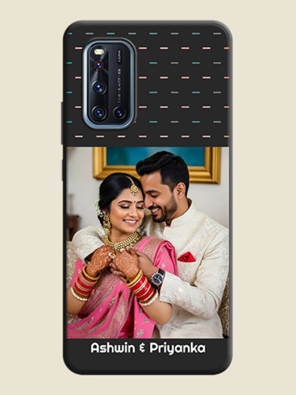 Custom Line Pattern Design with Text on Space Black Custom Soft Matte Phone Back Cover - Vivo V19