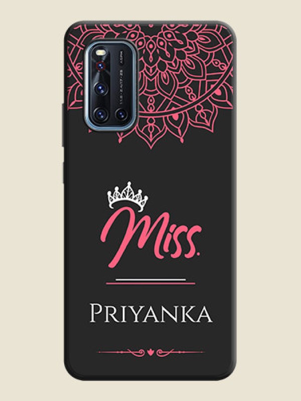 Custom Mrs Name with Floral Design on Space Black Personalized Soft Matte Phone Covers - Vivo V19