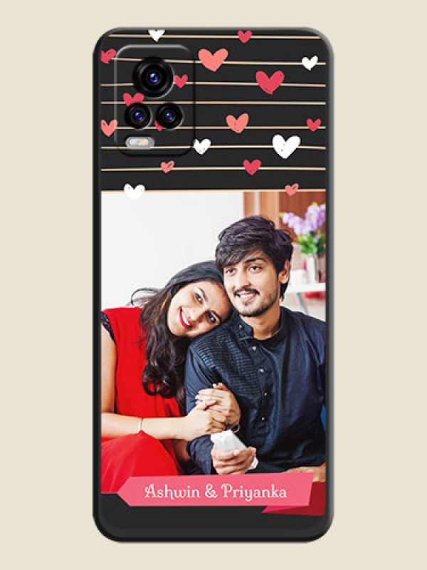 Custom Love Pattern with Name on Pink Ribbon on Photo on Space Black Soft Matte Back Cover - Vivo V20 2021