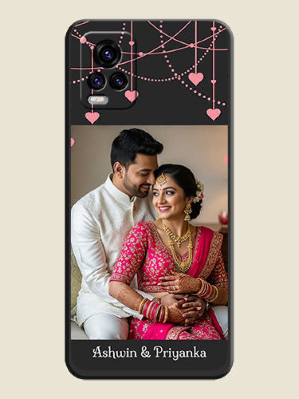 Custom Pink Love Hangings with Text on Space Black Custom Soft Matte Back Cover - Vivo V20 2021