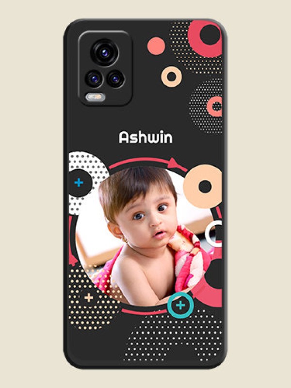 Custom Multicoloured Round Image on Personalised Space Black Soft Matte Cases - Vivo V20 2021