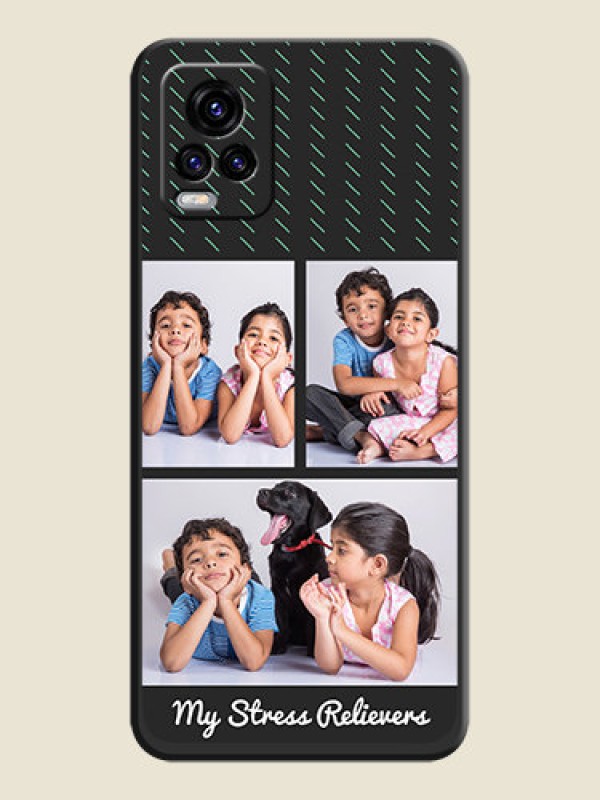 Custom Cross Dotted Pattern with 2 Image Holder on Personalised Space Black Soft Matte Cases - Vivo V20 2021