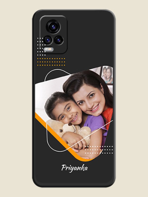 Custom Yellow Triangle on Photo on Space Black Soft Matte Phone Cover - Vivo V20 2021