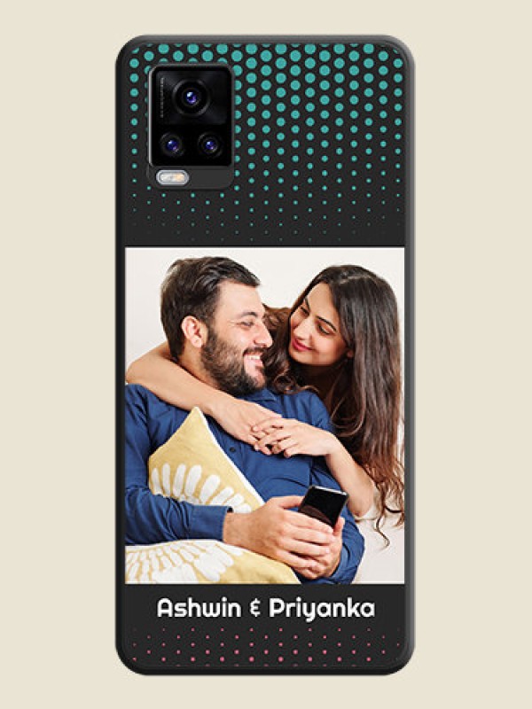 Custom Faded Dots with Grunge Photo Frame and Text on Space Black Custom Soft Matte Phone Cases - Vivo V20 Pro 5G