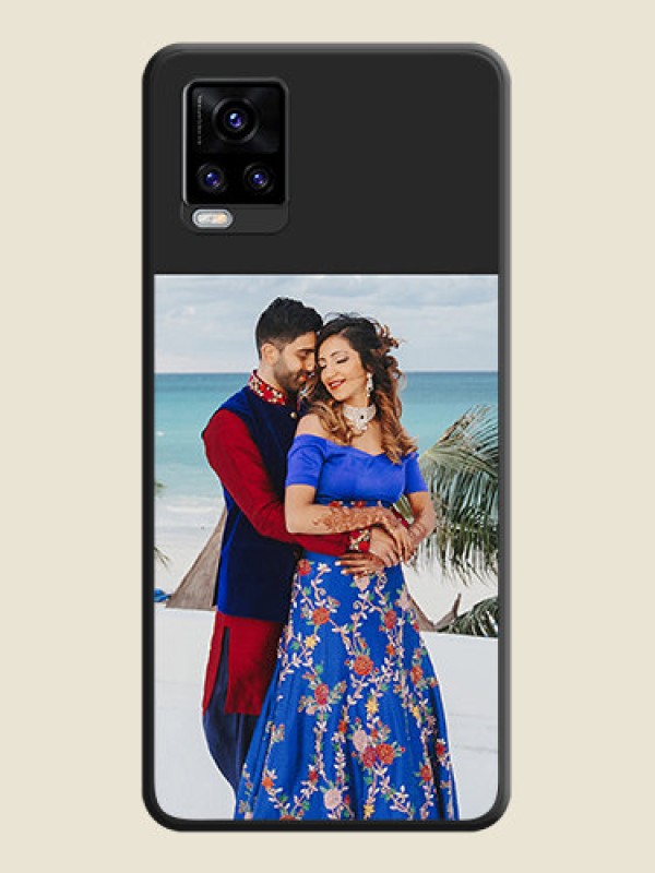 Custom Image Upload With Space Black Color On Custom Soft Matte Mobile Back Cover - Vivo V20 Pro