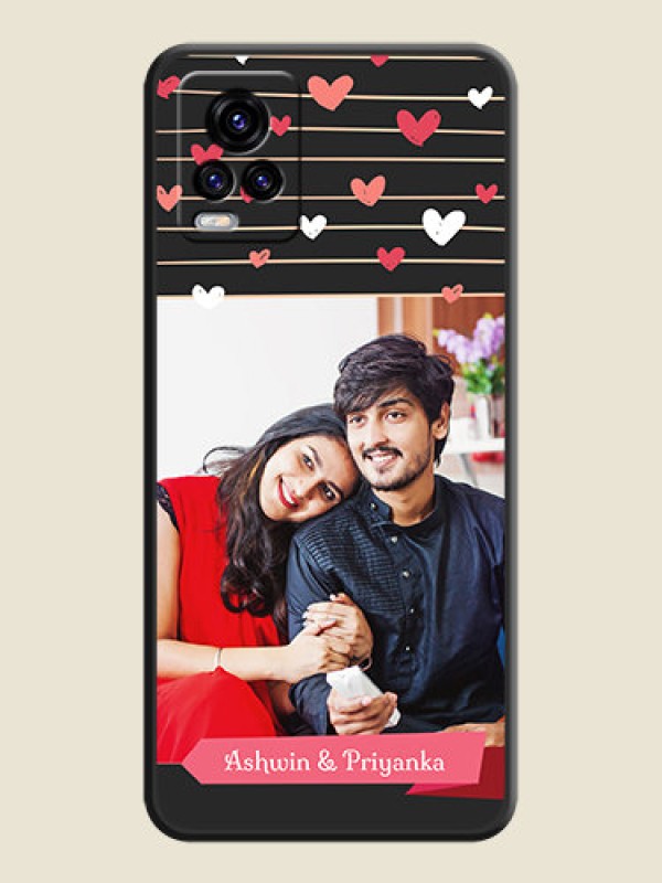 Custom Love Pattern with Name on Pink Ribbon  on Photo on Space Black Soft Matte Back Cover - Vivo V20