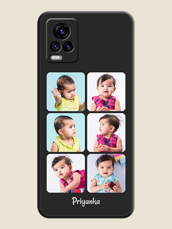 Custom Floral Art with 6 Image Holder on Photo on Space Black Soft Matte Mobile Case - Vivo V20
