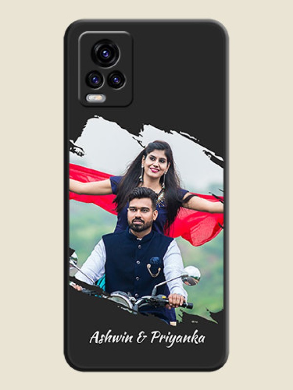 Custom Grunge Brush Strokes on Photo on Space Black Soft Matte Back Cover - Vivo V20