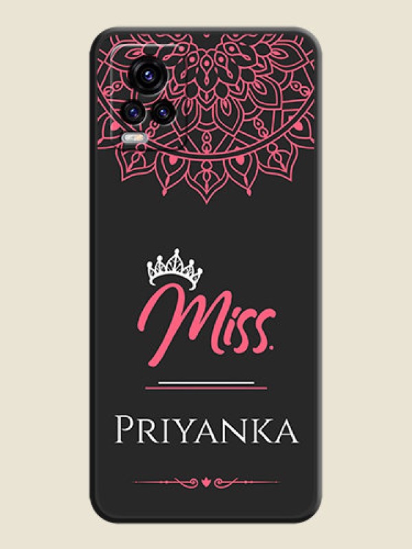Custom Mrs Name with Floral Design on Space Black Personalized Soft Matte Phone Covers - Vivo V20