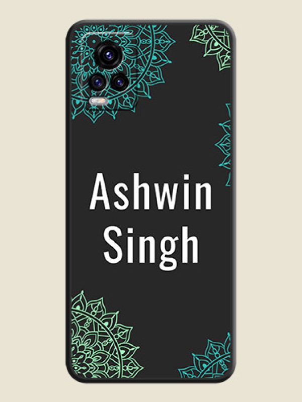Custom Your Name with Floral Design on Space Black Custom Soft Matte Back Cover - Vivo V20