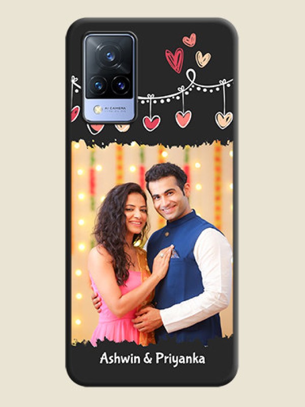 Custom Pink Love Hangings with Name on Space Black Custom Soft Matte Phone Cases - Vivo V21 5G