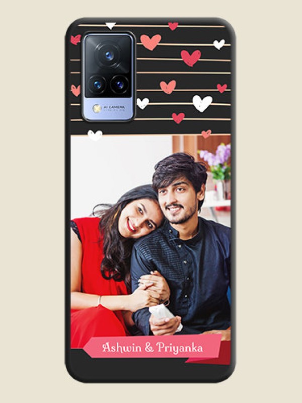 Custom Love Pattern with Name on Pink Ribbon  on Photo on Space Black Soft Matte Back Cover - Vivo V21 5G