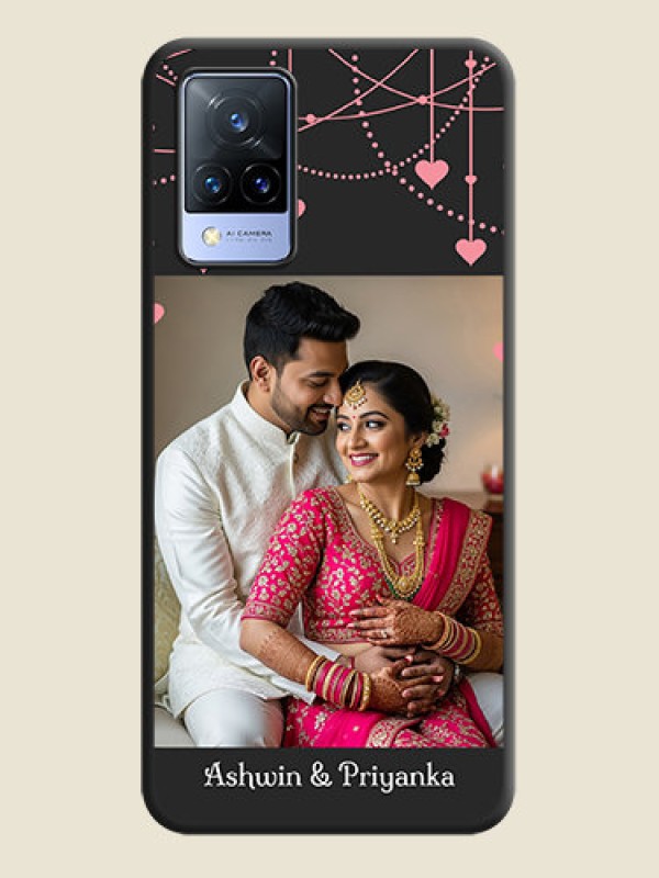 Custom Pink Love Hangings with Text on Space Black Custom Soft Matte Back Cover - Vivo V21 5G