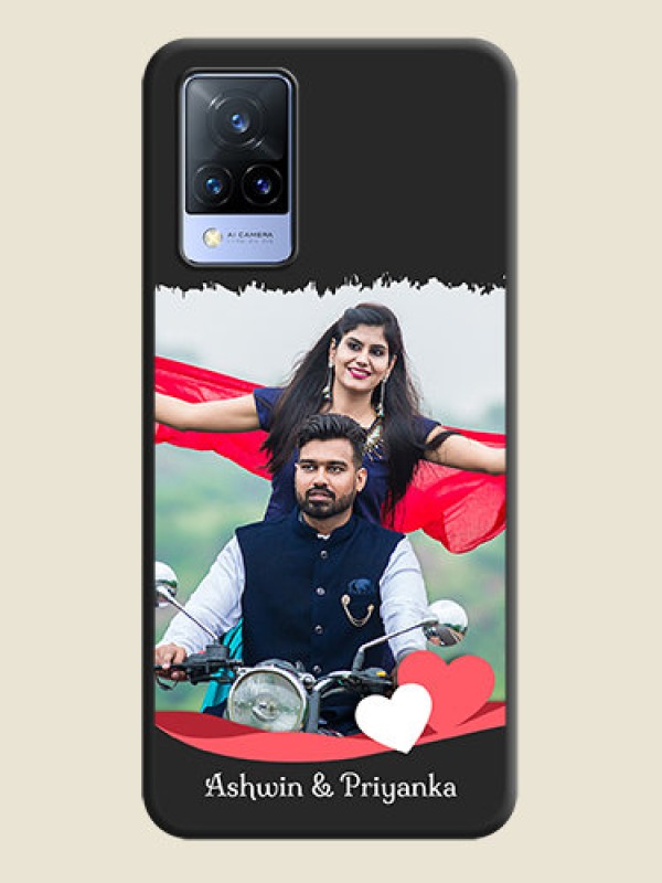 Custom Pin Color Love Shaped Ribbon Design with Text on Space Black Custom Soft Matte Phone Back Cover - Vivo V21 5G