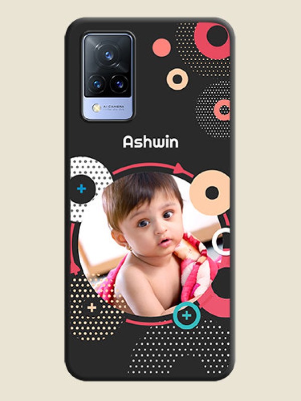 Custom Multicoloured Round Image on Personalised Space Black Soft Matte Cases - Vivo V21 5G