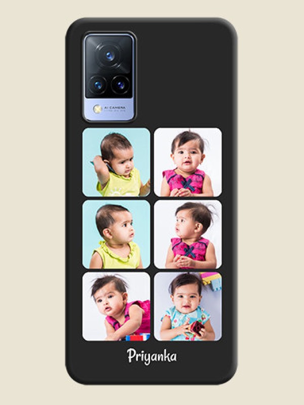 Custom Floral Art with 6 Image Holder on Photo on Space Black Soft Matte Mobile Case - Vivo V21 5G