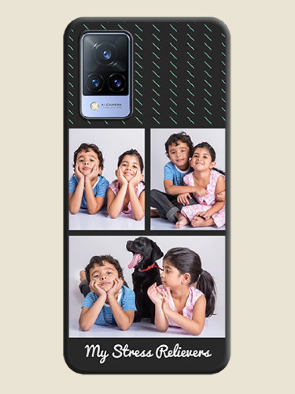 Custom Cross Dotted Pattern with 2 Image Holder  on Personalised Space Black Soft Matte Cases - Vivo V21 5G