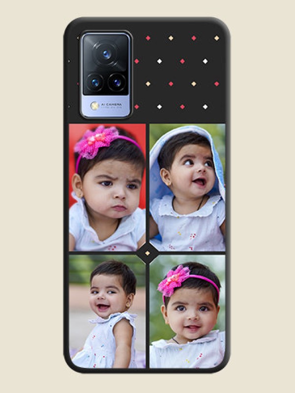 Custom Multicolor Dotted Pattern with 4 Image Holder on Space Black Custom Soft Matte Phone Cases - Vivo V21 5G