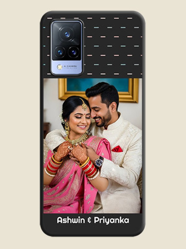 Custom Line Pattern Design with Text on Space Black Custom Soft Matte Phone Back Cover - Vivo V21 5G