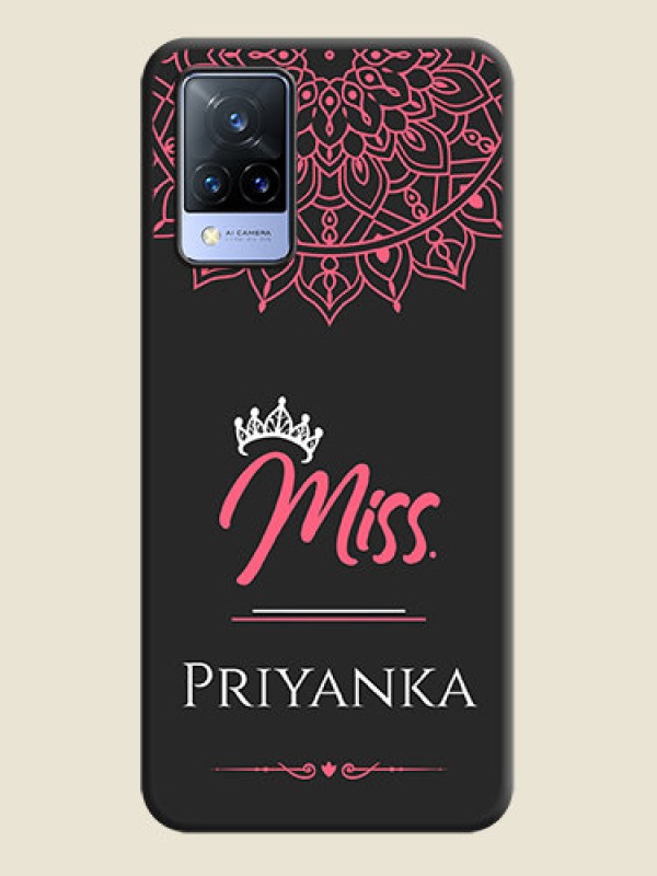 Custom Mrs Name with Floral Design on Space Black Personalized Soft Matte Phone Covers - Vivo V21 5G