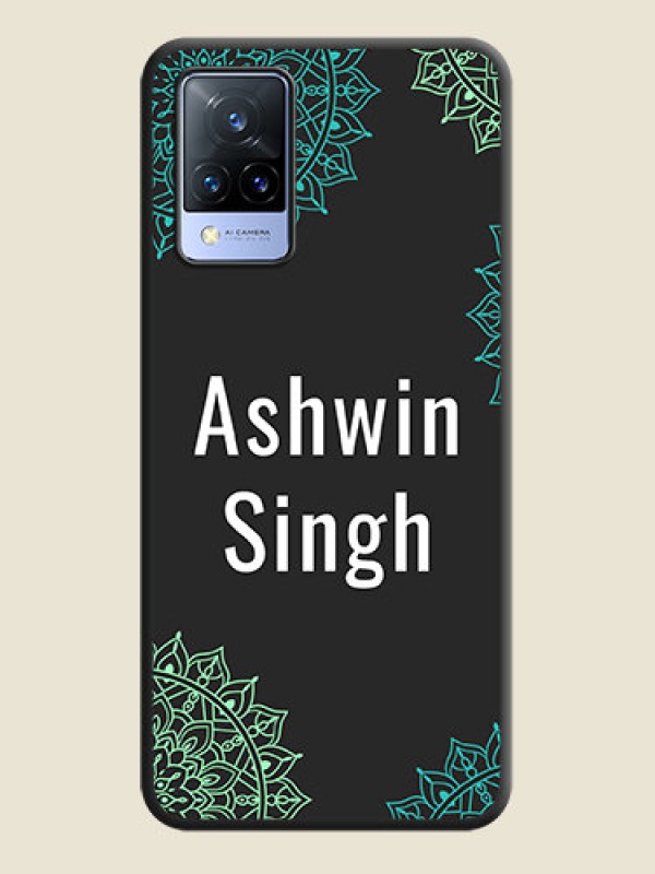Custom Your Name with Floral Design on Space Black Custom Soft Matte Back Cover - Vivo V21 5G