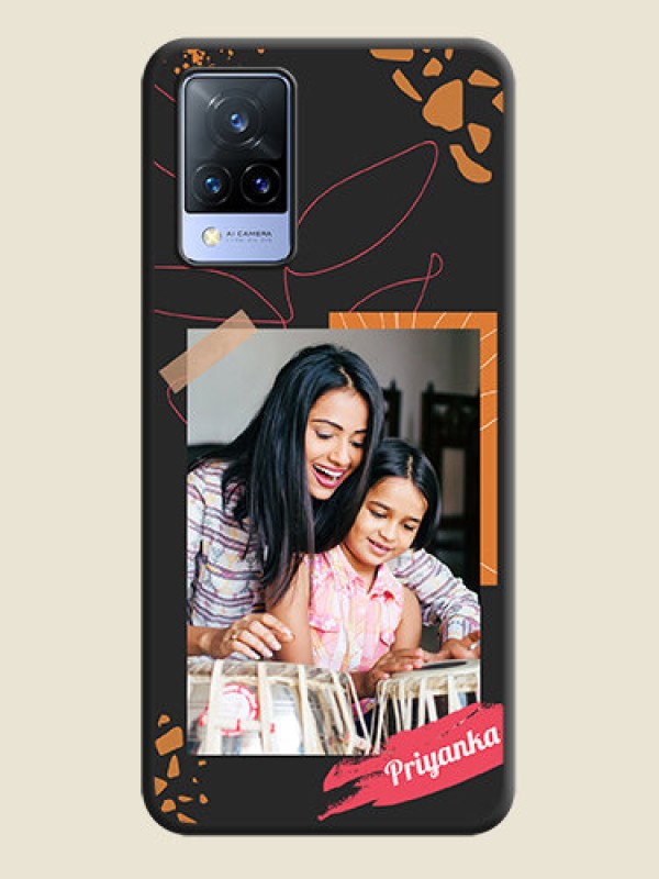 Custom Orange Photo Frame on Space Black Custom Soft Matte Phone Back Cover - Vivo V21 5G