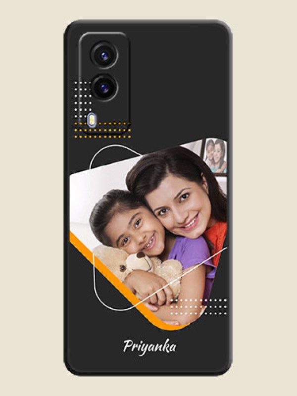 Custom Yellow Triangle on Photo on Space Black Soft Matte Phone Cover - Vivo V21E 5G
