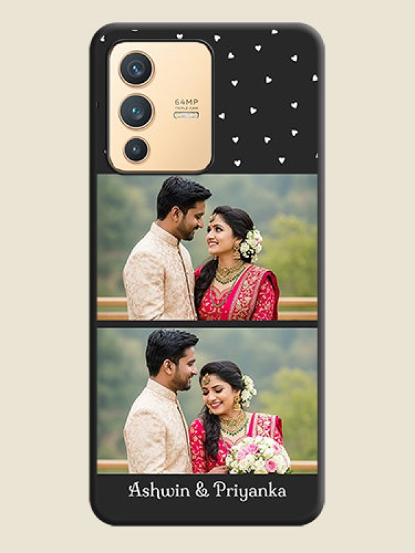 Custom Miniature Love Symbols with Name on Space Black Custom Soft Matte Back Cover - Vivo V23 5G