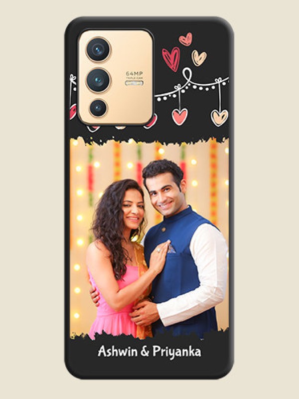 Custom Pink Love Hangings with Name on Space Black Custom Soft Matte Phone Cases - Vivo V23 5G
