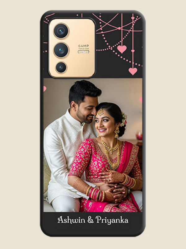 Custom Pink Love Hangings with Text on Space Black Custom Soft Matte Back Cover - Vivo V23 5G