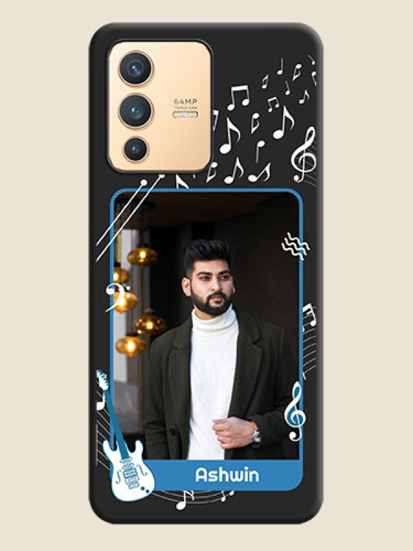 Custom Musical Theme Design with Text on Photo on Space Black Soft Matte Mobile Case - Vivo V23 5G