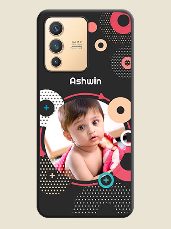 Custom Multicoloured Round Image on Personalised Space Black Soft Matte Cases - Vivo V23 5G