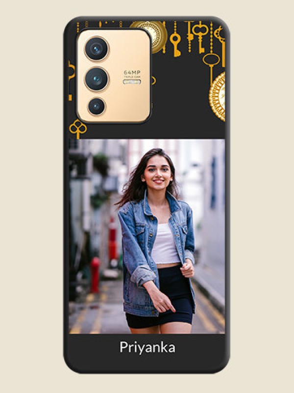 Custom Decorative Design with Text on Space Black Custom Soft Matte Back Cover - Vivo V23 5G