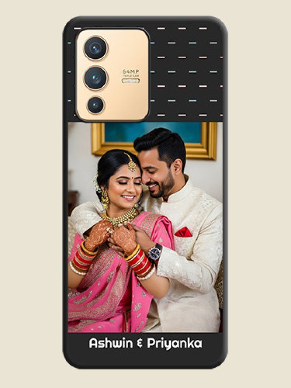 Custom Line Pattern Design with Text on Space Black Custom Soft Matte Phone Back Cover - Vivo V23 5G