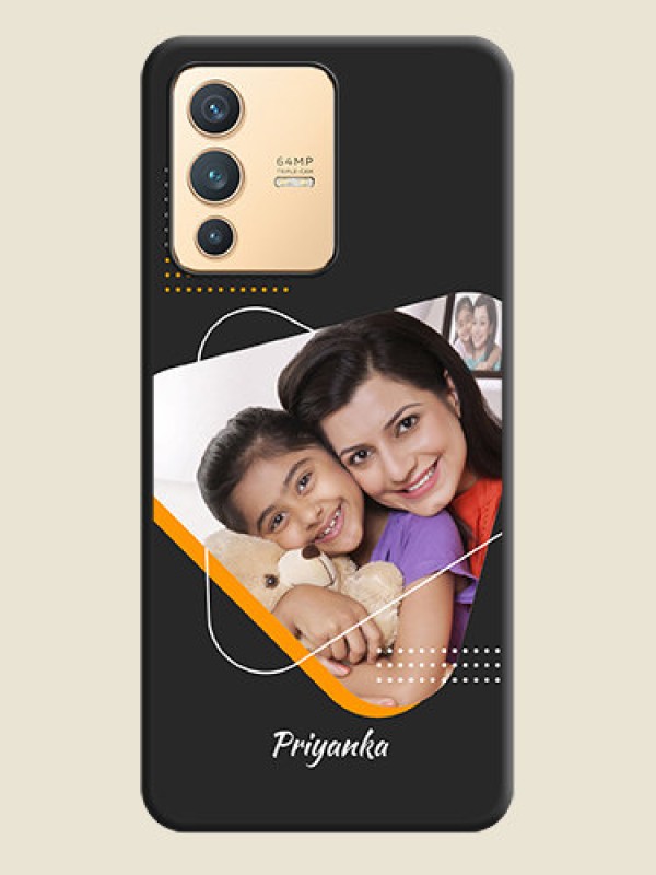 Custom Yellow Triangle on Photo on Space Black Soft Matte Phone Cover - Vivo V23 5G