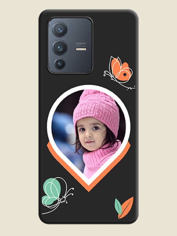 Custom Upload Pic With Simple Butterly Design On Space Black Personalized Soft Matte Phone Covers -Vivo V23 Pro 5G