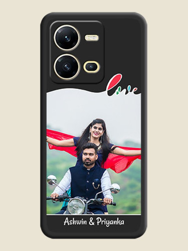 Custom Fall in Love Pattern with Picture on Photo on Space Black Soft Matte Mobile Case - Vivo V25 5G