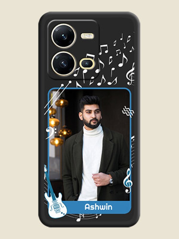 Custom Musical Theme Design with Text on Photo on Space Black Soft Matte Mobile Case - Vivo V25 5G