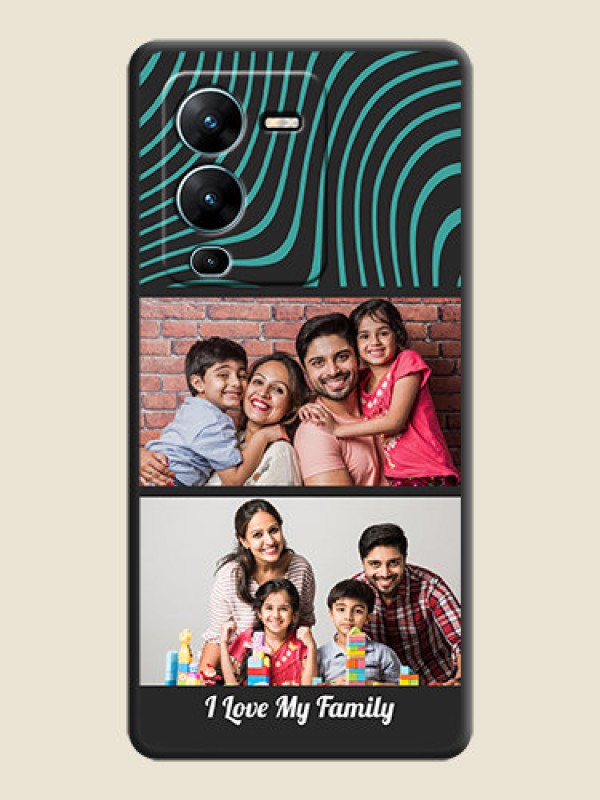 Custom Wave Pattern with 2 Image Holder on Space Black Personalized Soft Matte Phone Covers - Vivo V25 Pro 5G