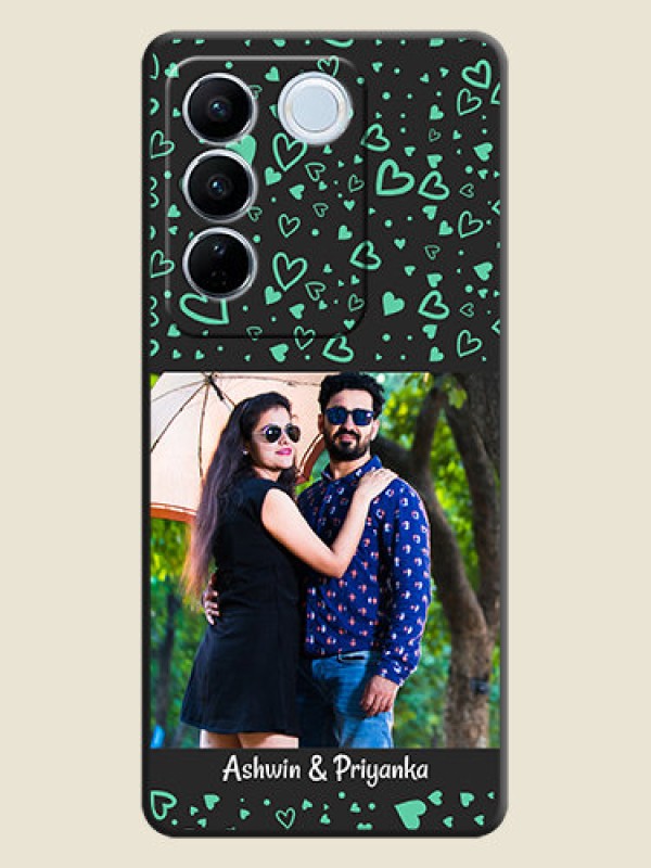 Custom Sea Green Indefinite Love Pattern on Photo on Space Black Soft Matte Mobile Cover - Vivo V27 Pro