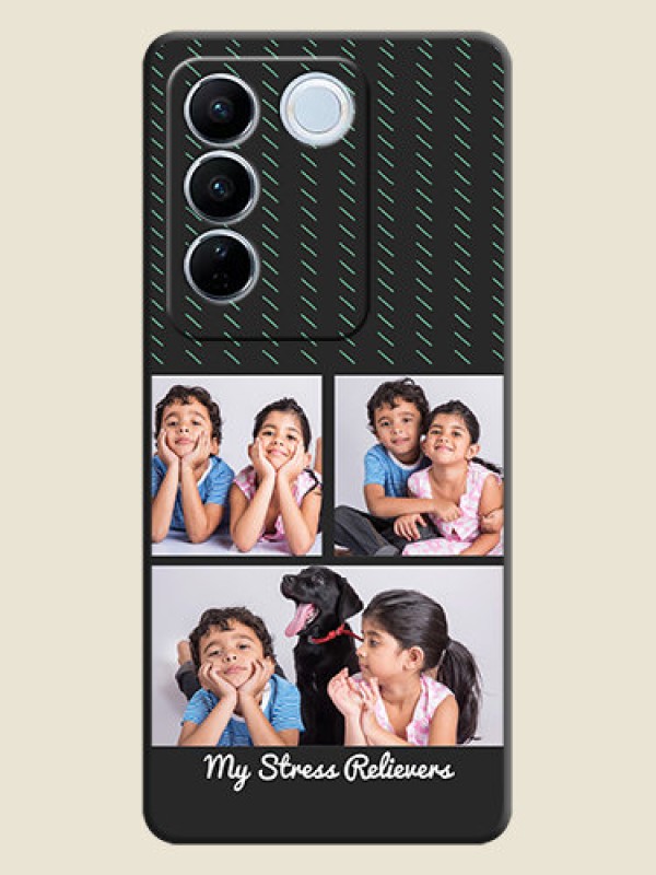 Custom Cross Dotted Pattern with 2 Image Holder  on Personalised Space Black Soft Matte Cases - Vivo V27 Pro