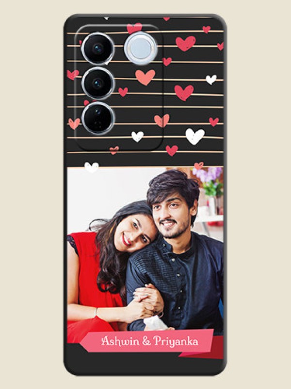 Custom Love Pattern with Name on Pink Ribbon  on Photo on Space Black Soft Matte Back Cover - Vivo V27