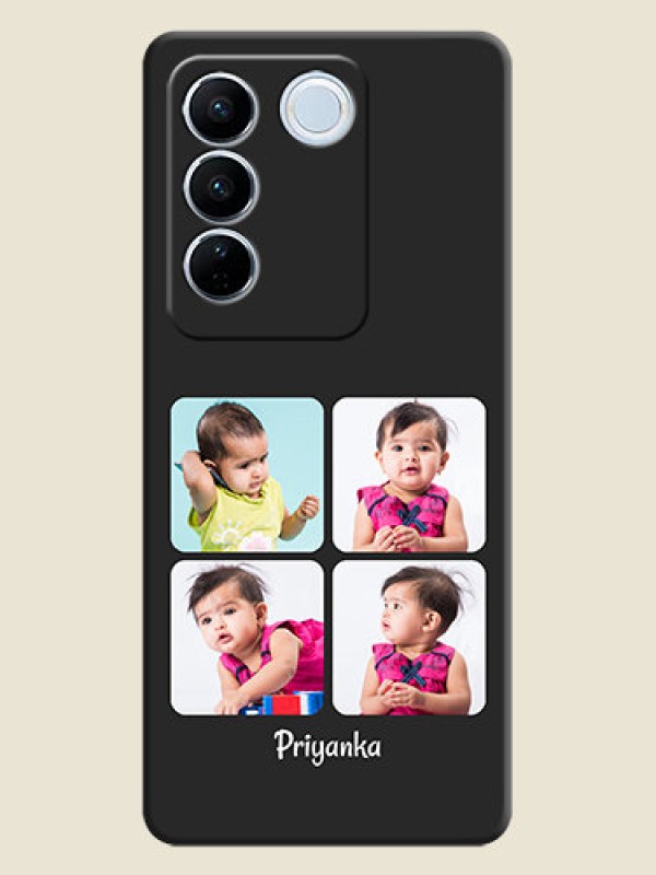 Custom Floral Art with 6 Image Holder on Photo on Space Black Soft Matte Mobile Case - Vivo V27