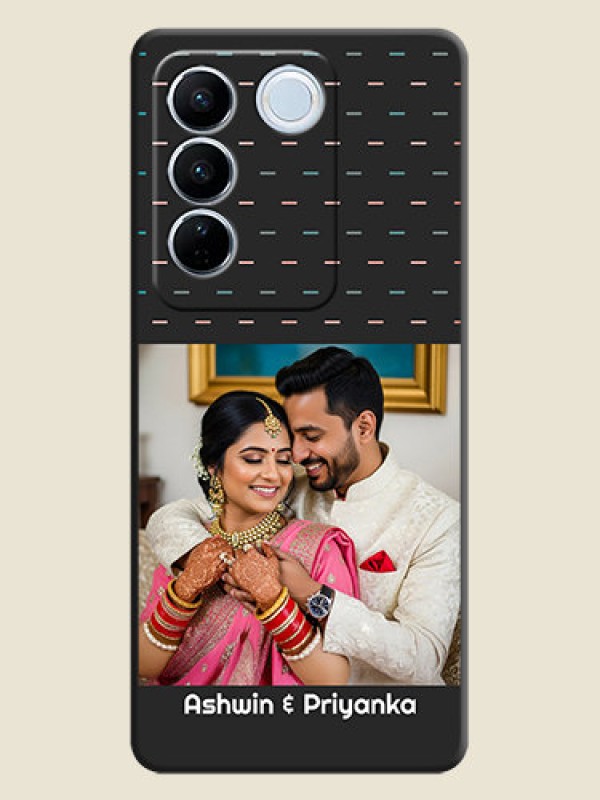 Custom Line Pattern Design with Text on Space Black Custom Soft Matte Phone Back Cover - Vivo V27