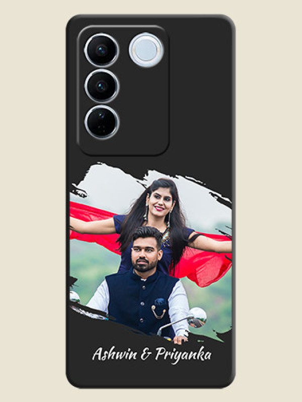 Custom Grunge Brush Strokes on Photo on Space Black Soft Matte Back Cover - Vivo V27