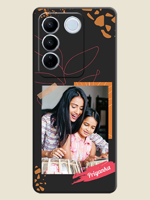 Custom Orange Photo Frame on Space Black Custom Soft Matte Phone Back Cover - Vivo V27
