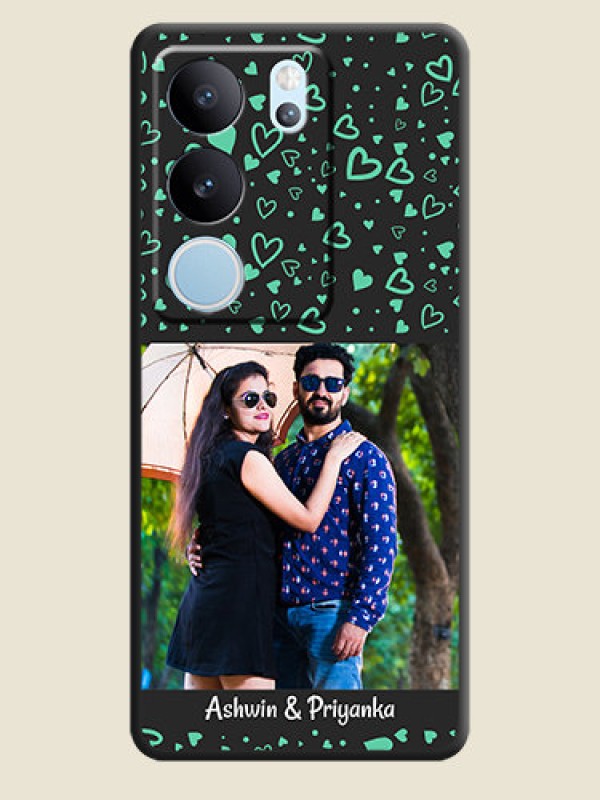 Custom Sea Green Indefinite Love Pattern on Photo On Space Black Custom Soft Matte Mobile Back Cover - Vivo V29 5G