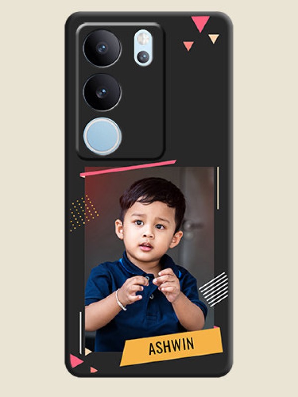 Custom Photo Frame with Triangle Small Dots on Photo On Space Black Custom Soft Matte Mobile Back Cover - Vivo V29 5G